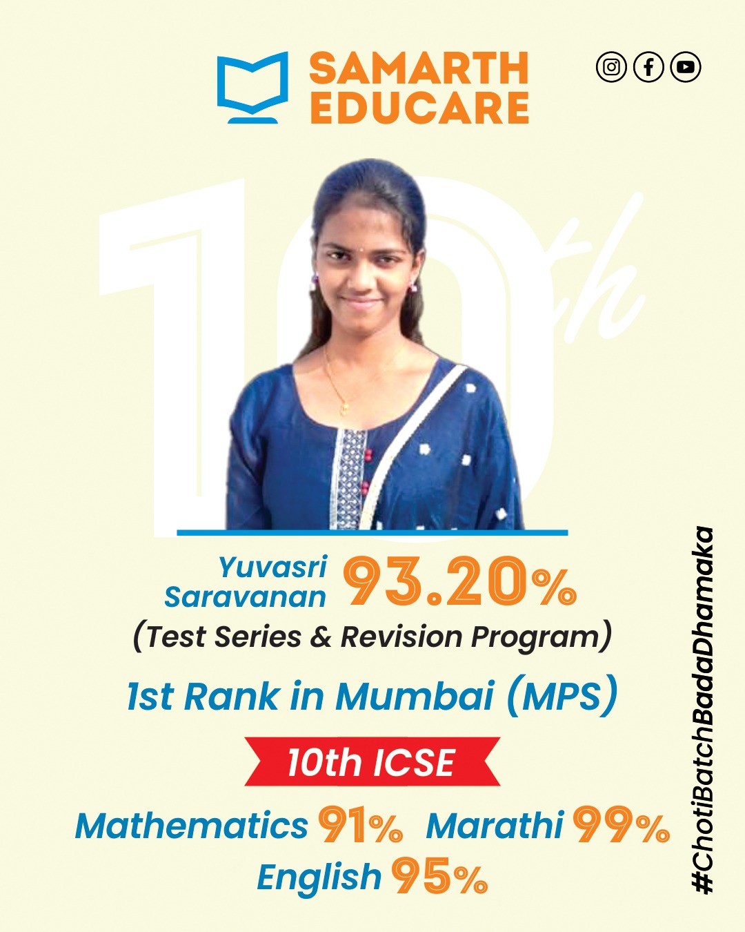 Yuvasri Saravanan — Result 93.20%